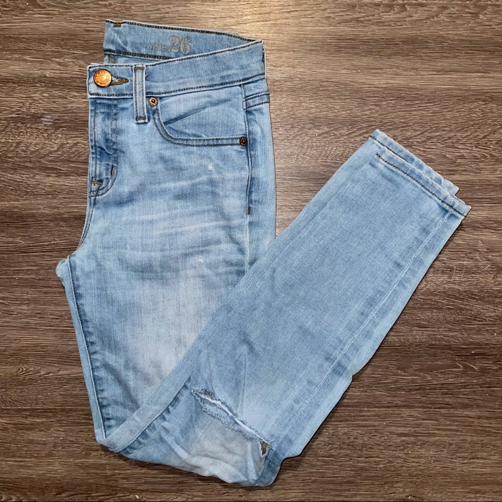 J. Crew Toothpick Light Wash Skinny Jeans - Size 26